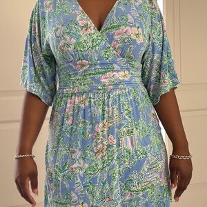 Lilly Pulitzer Parigi Floral Dress in Blue and Green